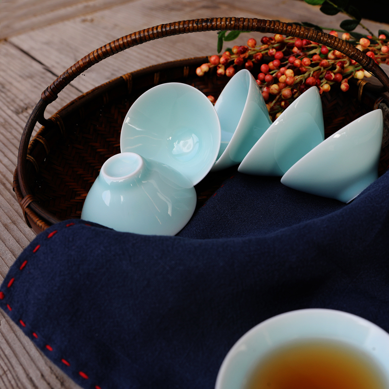 Oujiang longquan celadon kunfu tea tea set suit household contracted the teapot cup tureen tea set a complete set of gift boxes