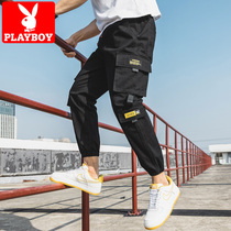 Flower Playboy paratrooper paratrooper pants mens spring and autumn season Korean version Trend lenient 100 Flown Can Leisure Multiple Pockets