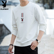 Playboy mens long-sleeved t-shirt Spring and autumn student loose pullover round neck sweater Korean version of the trend bottoming shirt