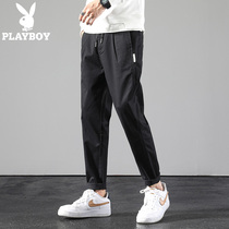 Flowers Playboy casual pants for mens spring and autumn season in Korean version Trend signs loose 90% Western pants 100 Lap Straight Barrel Long Pants