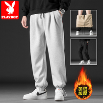 Flowers Playboy Wei pants Mens autumn Winter bunches Han version Trend 100 lap 90% Loose Grey Casual Plus Suede Pants