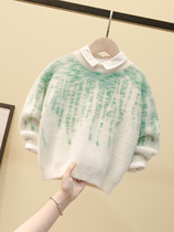 Boy mink velvet sweater 2020 Spring and Autumn new childrens foreign-style knitwear baby Autumn pullover sweater tide