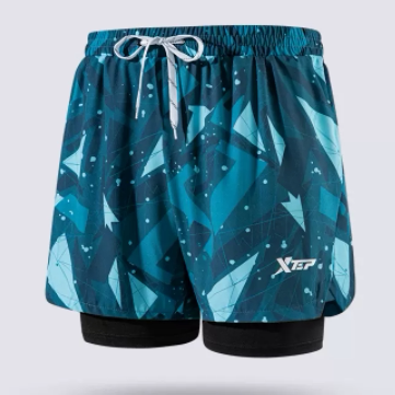 特步泳裤男士防尴尬宽松双层游泳裤