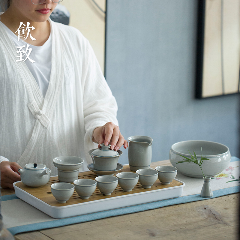 Ultimately responds to xuan lines of jingdezhen tea service of a complete set of suit household ceramics kunfu tea tureen tea art office set of tea cups