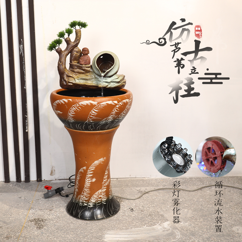 Jingdezhen ceramic floor pillar type water apparatus tank large bowl LianHe flowerpot brocade carp goldfish bowl water lily cylinder