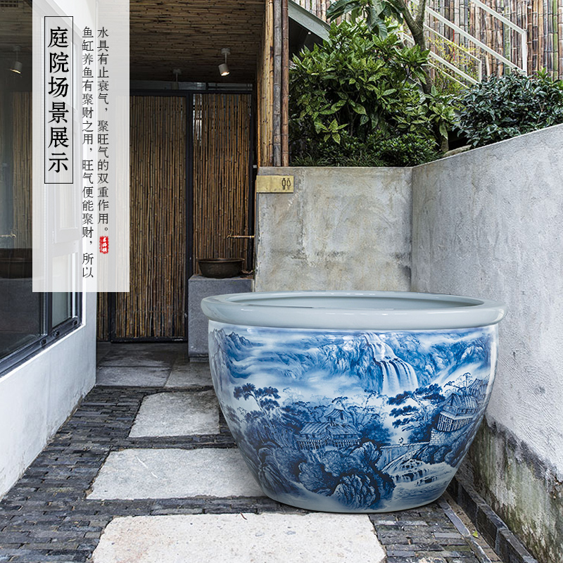 Packages mailed jingdezhen ceramic tank 1 m extra large household porcelain jar goldfish bowl sitting room of large courtyard tortoise cylinder