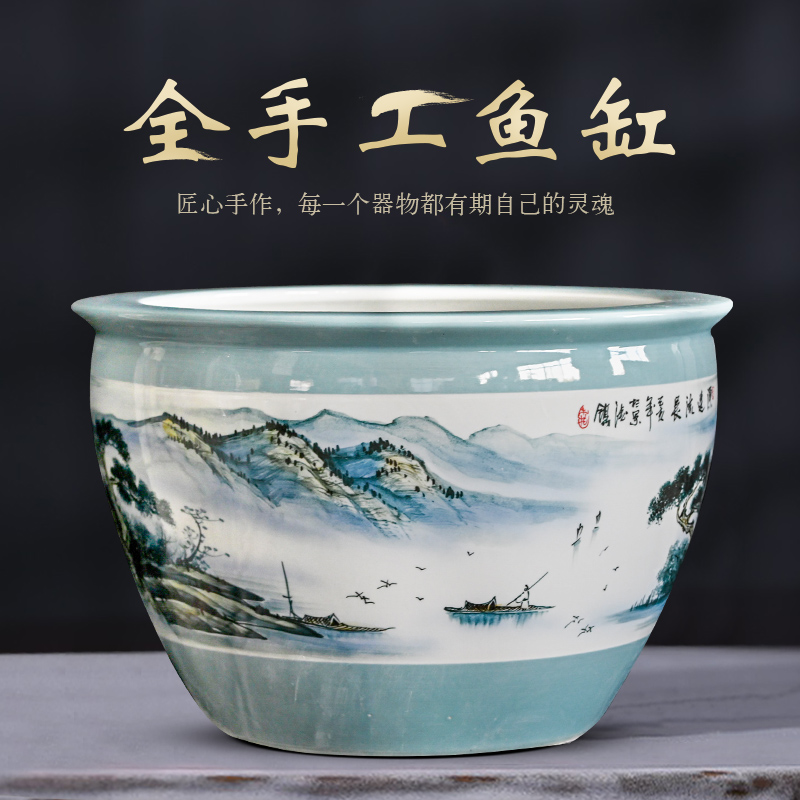 Packages mailed jingdezhen ceramic tank 1 m extra large household porcelain jar goldfish bowl sitting room of large courtyard tortoise cylinder