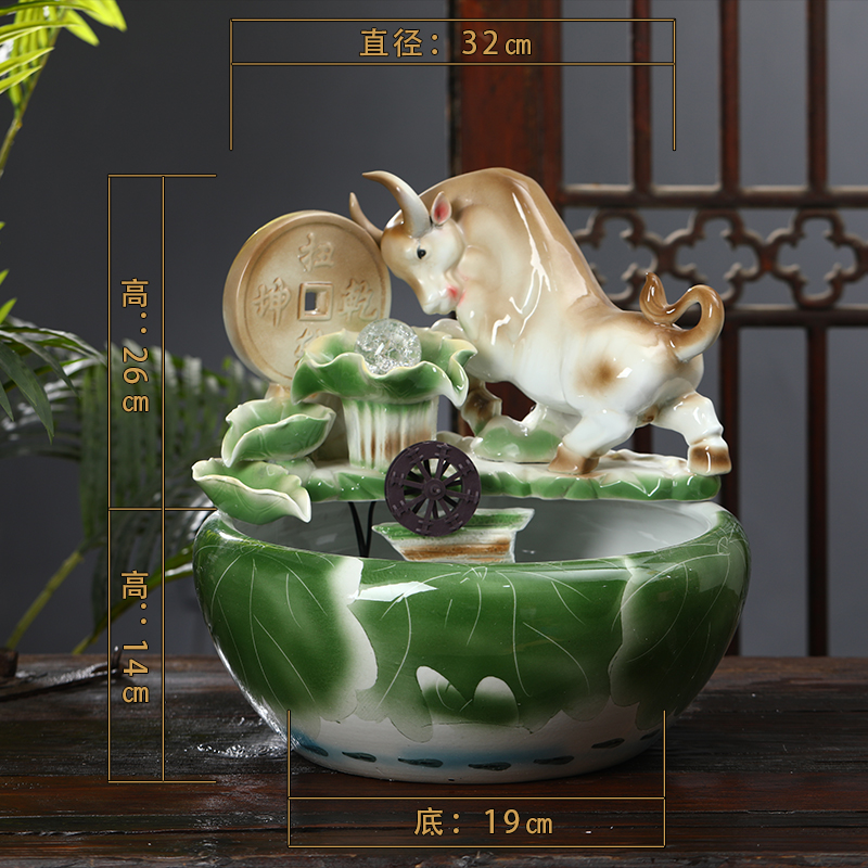 Ceramic water tank in plutus feng shui wheel furnishing articles home office desktop adornment opening housewarming gift