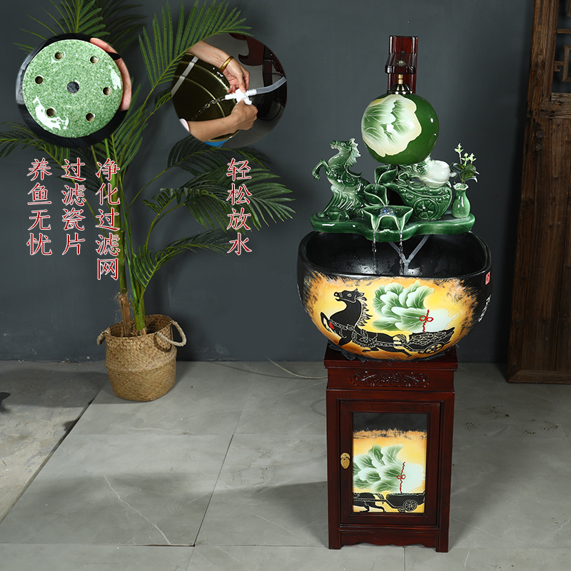 Jingdezhen ceramic goldfish bowl basin aquarium water lily king turtle circulation water bowl lotus lotus cylinder cylinder