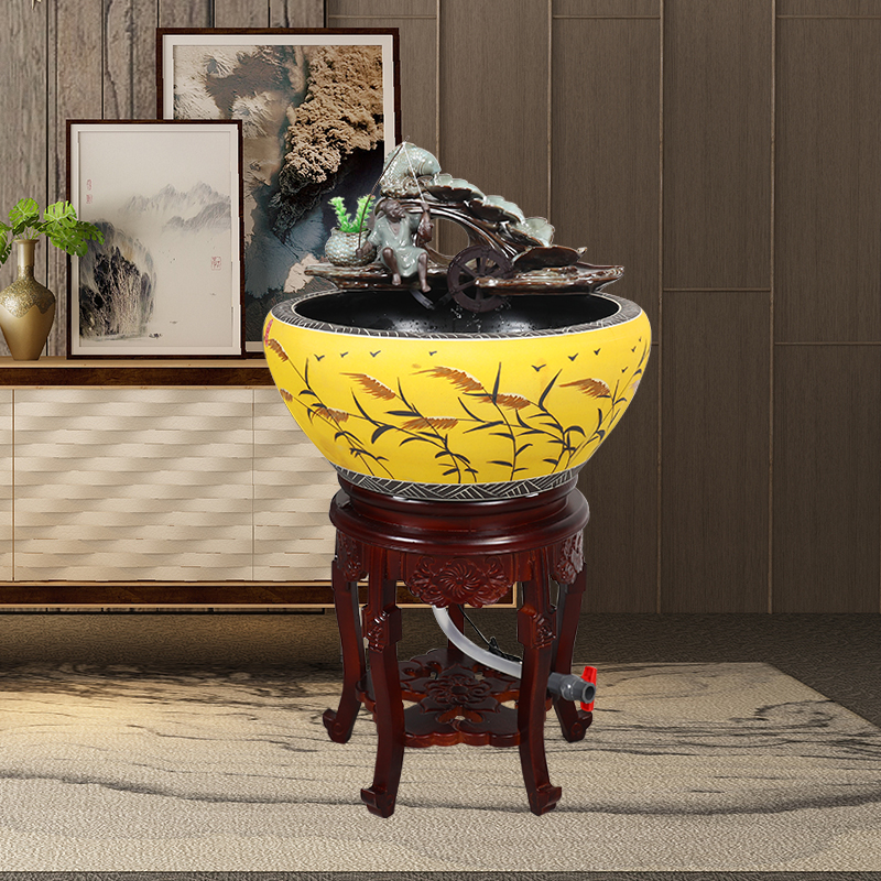 Jingdezhen ceramic circulating water tank filter home sitting room extra large goldfish bowl shui plutus tank