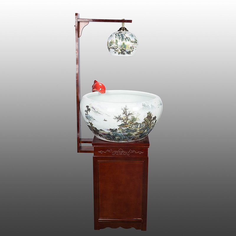 Chinese jingdezhen ceramics extra large aquarium fish basin cycle feng shui plutus goldfish bowl water fountain aquarium