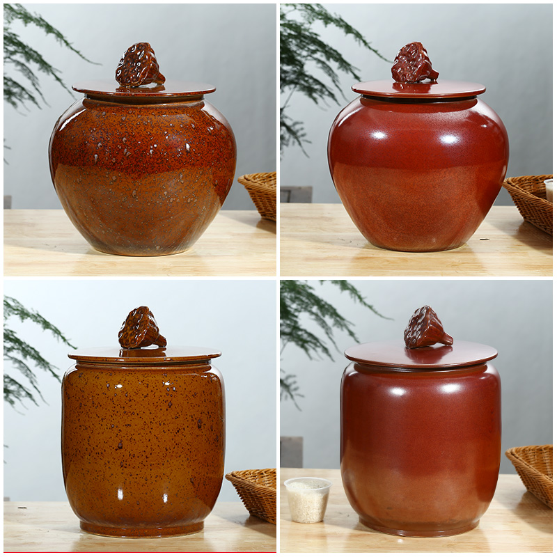 Jingdezhen ceramics with cover household rice storage box sealing insect - resistant with cover ceramic barrel storage ricer box sealing type barrel