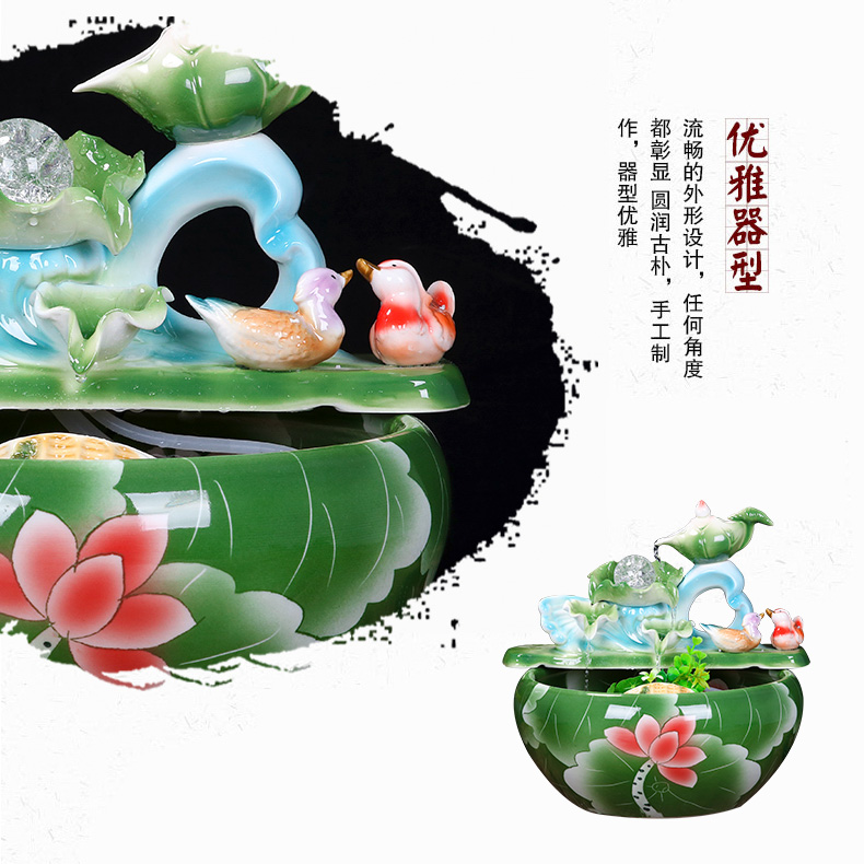 Jingdezhen ceramic aquarium water fountain household small goldfish bowl fish basin circulation water decorative furnishing articles