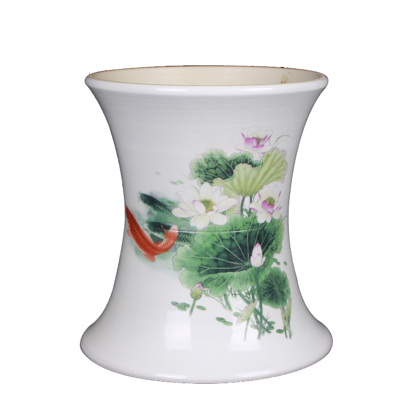 Extra large aquarium hand - made jingdezhen ceramic flower pot a goldfish bowl bowl lotus lotus lotus cylinder cylinder fall to the ground