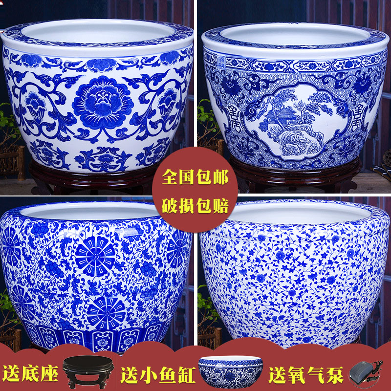 Art soul jingdezhen extra large aquariums famille rose porcelain loop aerobic filter water goldfish bowl sitting room