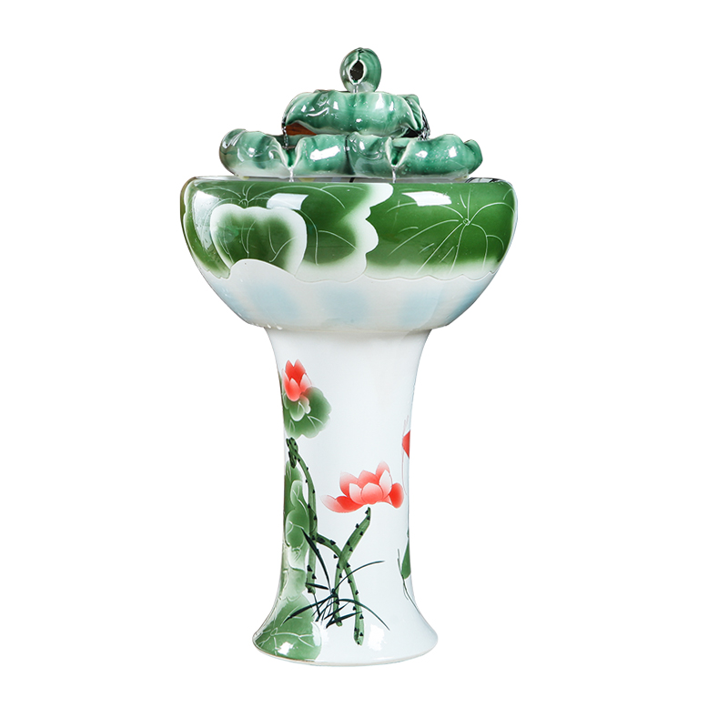 Jingdezhen ceramics pillar landing fish tank oversized LianHe flowerpot brocade carp cylinder goldfish bowl water lily bowl