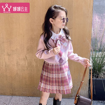 Childrens suit Womens two-piece set Girls  college style suit 2020 new net red Korean version of the Western skirt fashion trend