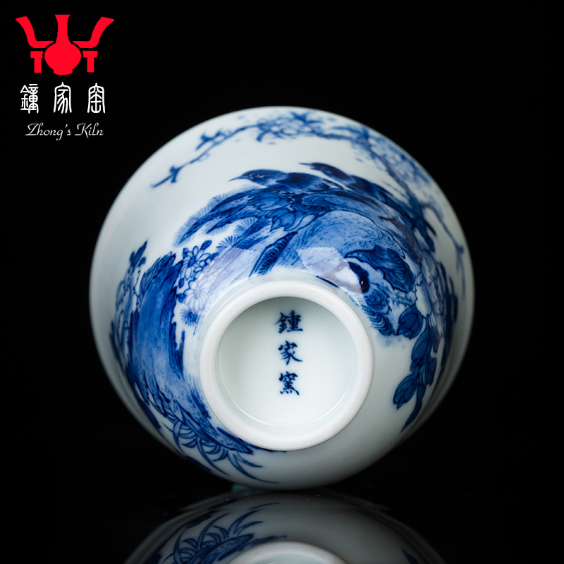 Clock home up noggin jingdezhen ceramic cups all hand blue maintain kunfu tea sample tea cup personal single CPU