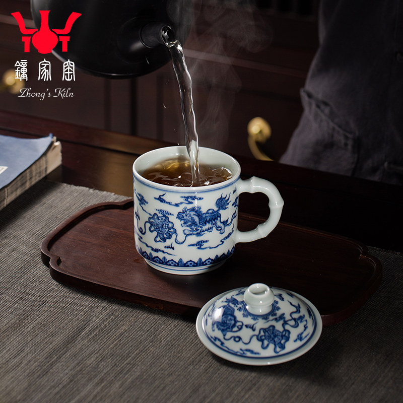 Clock home up checking porcelain cups maintain office of jingdezhen ceramic cup with cover with the handle large capacity make tea cup