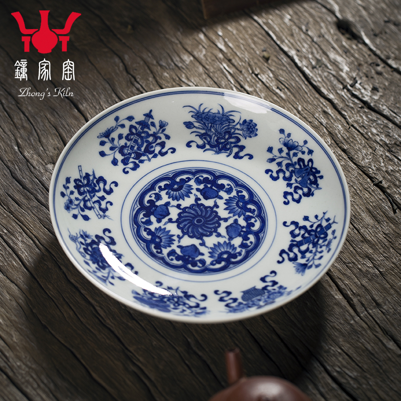 Clock home up ceramic round tea tray household tray was jingdezhen porcelain maintain kung fu tea tea tea saucer