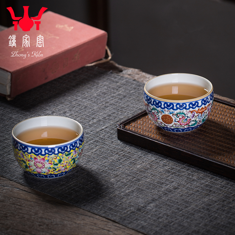 Clock home up jingdezhen blue and white porcelain cup all hand blue tie up branch lines colored enamel porcelain kung fu tea cup