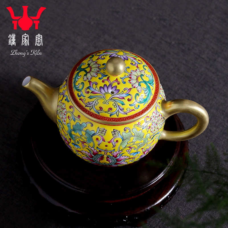 Ceramic Clock home high - end up with jingdezhen manual hand - made colored enamel teapot single pot teapot kung fu tea set the teapot