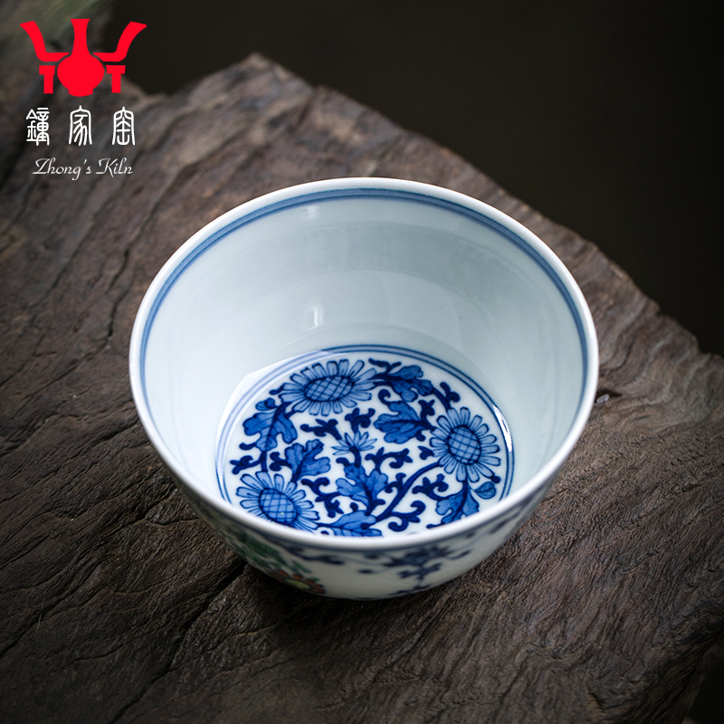 Clock home trade, one cup of jingdezhen blue and white color bucket maintain all hand group by grain kung fu tea cups of female