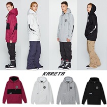 KARETA Korea ski suit sweater wind-proof hoodie Mens and womens single and double board warm fleece red black and white