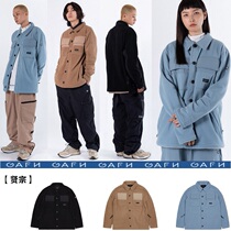 GAFH Korean version ski suit jacket cardiovert blouse for men and women single double plate windproof and abrasion-proof warm turning button jacket