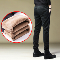 Long pants mens pants autumn and winter pants plus velvet pants mens casual pants loose straight tube thickened warm wearing cotton pants