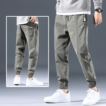 Autumn army green foot tooling mens casual pants wide elastic drawstring leg pants youth students autumn clothes