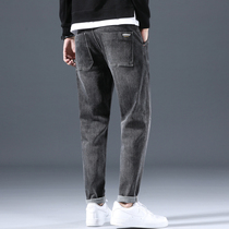 Spring and Autumn 2021 new fashion brand mens jeans high-end stretch straight loose casual long pants
