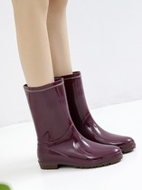 Japanese Female Midcylinder Rain Boots Fashion style Water boots Summer Waterproof New Rubber Shoes Adults Outwear Non-slip Water Shoes