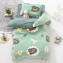 Milk velvet double-sided thickened kindergarten quilt three-piece set Children Baby baby admission coral velvet winter