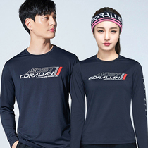 South Korea imported badminton clothing coat men and women couples round neck long sleeve sports T-shirt 2150 quick-drying