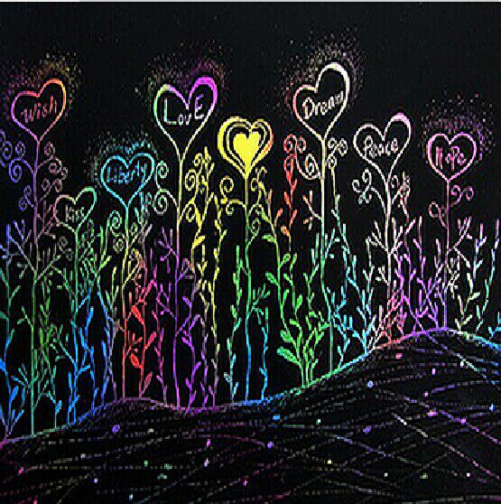 厂家直销正品炫彩刮画纸4k 8k 16k彩色刮画纸 10张/包送专笔批发