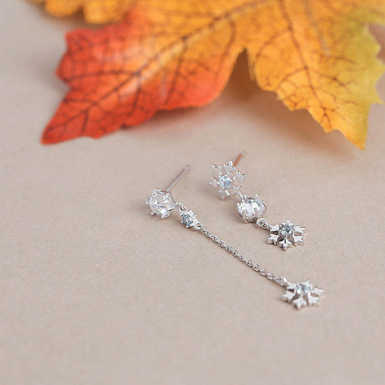 韩国 东大门 cl*e 冰雪 雪花 奇缘2 长款925纯银 耳环 艾莎公主