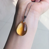 Large natural yellow crystal pendant men and women couples jewelry with silver chain necklace crash sweater chain