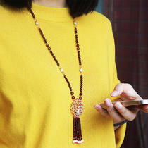 Natural Garnet sweater chain crystal necklace long jewelry for girlfriend sweater chain autumn and winter birthday gift