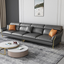 Real Leather Sofa Light Lavish Solid Wood Buffalo Leather Living Room Sofa Straight three-four-place down modern minimalist leather craft sofa