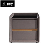 Mousse bedside table modern bedroom leather art bedside table simple drawer corner cabinet leather bedside table two bucket cabinet