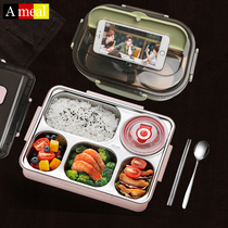 German ameal304 stainless steel lunch box to work lunch box student insulation portable grid plate heating lunch box