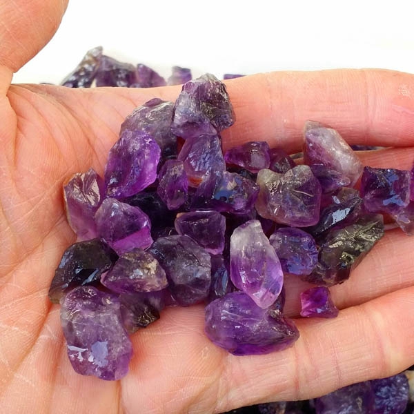 天然紫水晶原石矿石 乌拉圭深紫色水晶原石戒面珠子矿物 原材料