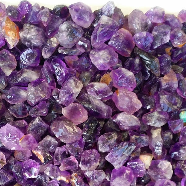 天然紫水晶原石矿石 乌拉圭深紫色水晶原石戒面珠子矿物 原材料