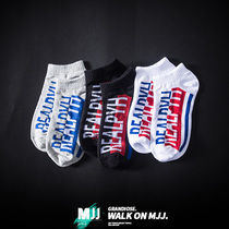 Tide brand mid-top socks mens short socks mid-tube summer thin section trend pure cotton summer sports short tube socks womens ins tide