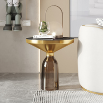 Nordic light luxury tea table creative designer side red round tempered glass Post-modern simple household corner