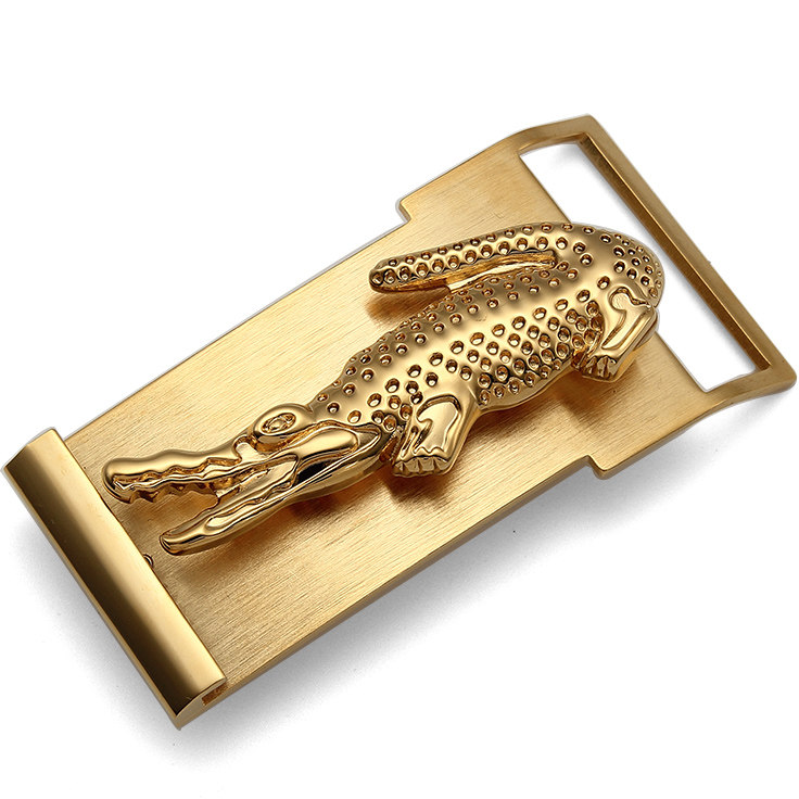 鳄鱼铜扣皮带头男平滑扣头板扣时尚百搭腰带头裤带头豹子配件3.