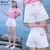 Black denim shorts womens summer loose 2020 new summer hole high waist a-shaped thin belly tide ins