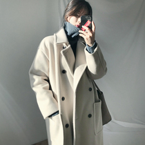 Wool coat Womens medium-long 2020 winter new womens clothing Korean version wool coat fashion thin coat