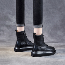 Seriously thick Martin boots Spring and Autumn Single Boots 2022 new header bull skin womens soft boots